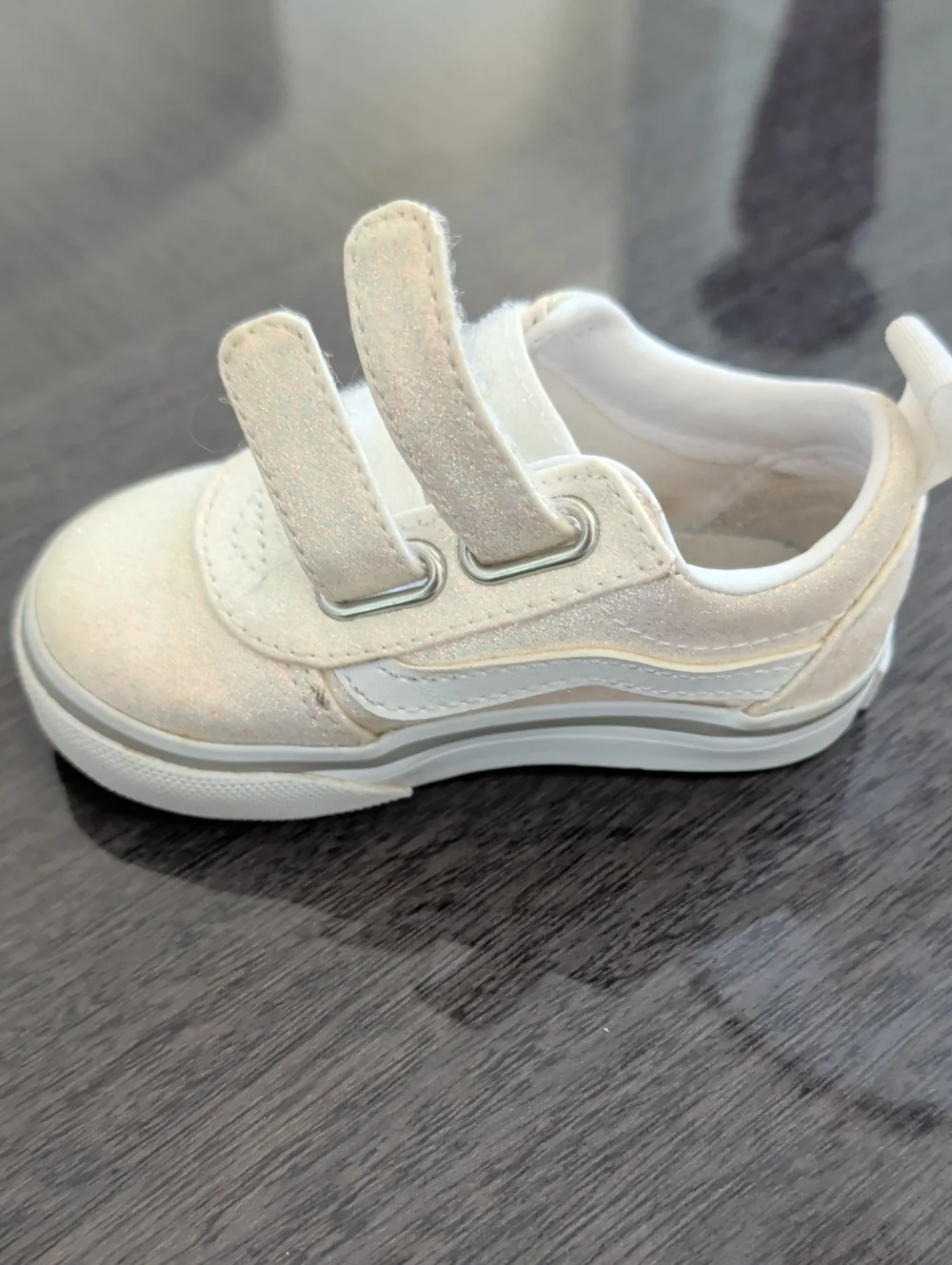 Vans Baby Girl WARD V Gold Glitter Sneakers Gym Shoes